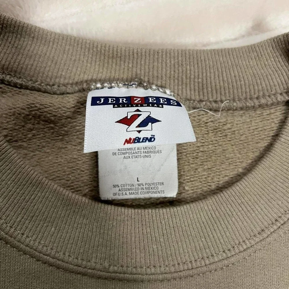 Large Khaki/Tan Light House Nautical Print Graphic Sweat Shirt - Picture 6 of 7
